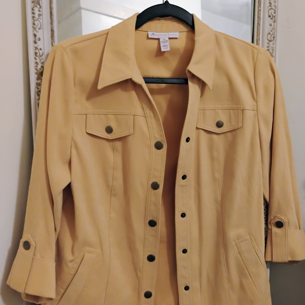 JM Collection Tan Utility Jacket with Classic Design